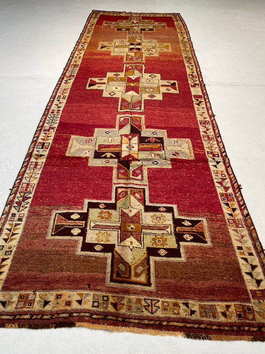 Hand-Knotted Wool Runner Turkish Oushak 6'2" x 10'2"