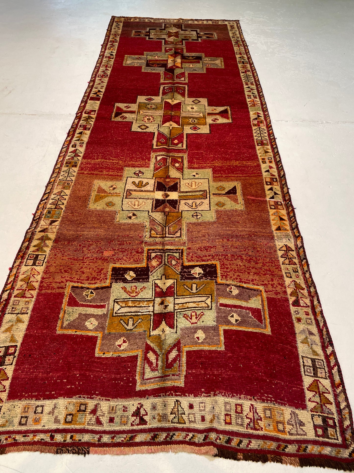 Hand-Knotted Wool Runner Turkish Oushak 6'2" x 10'2"