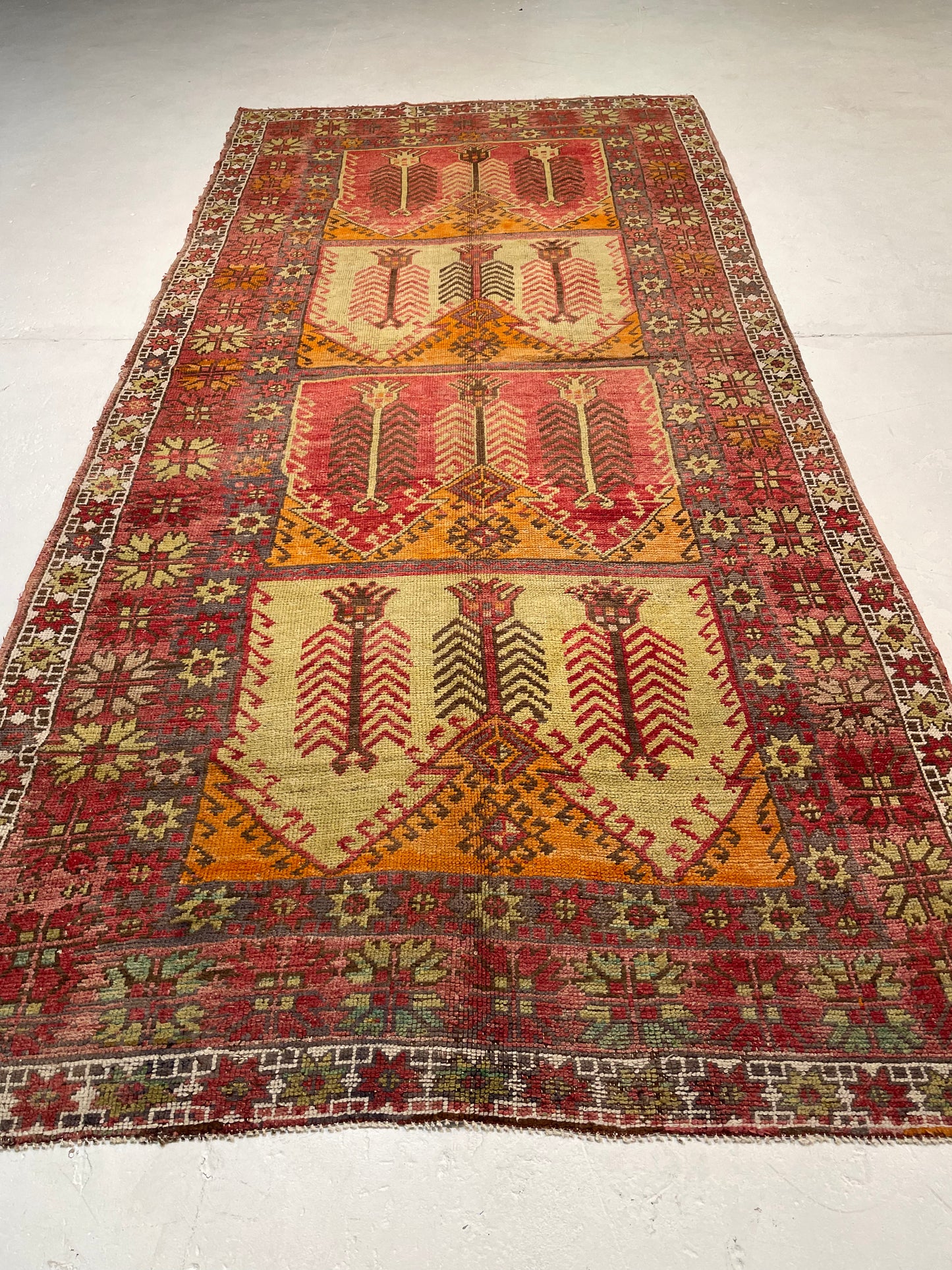Hand-Knotted Wool Runner Turkish Oushak 5'7" x 11'6"