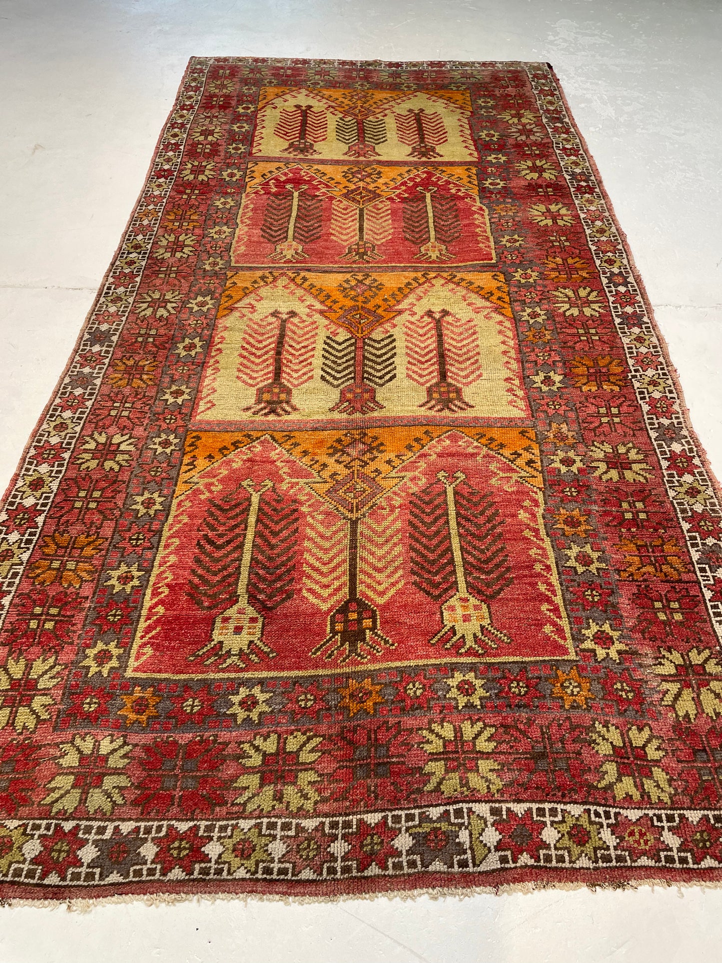 Hand-Knotted Wool Runner Turkish Oushak 5'7" x 11'6"