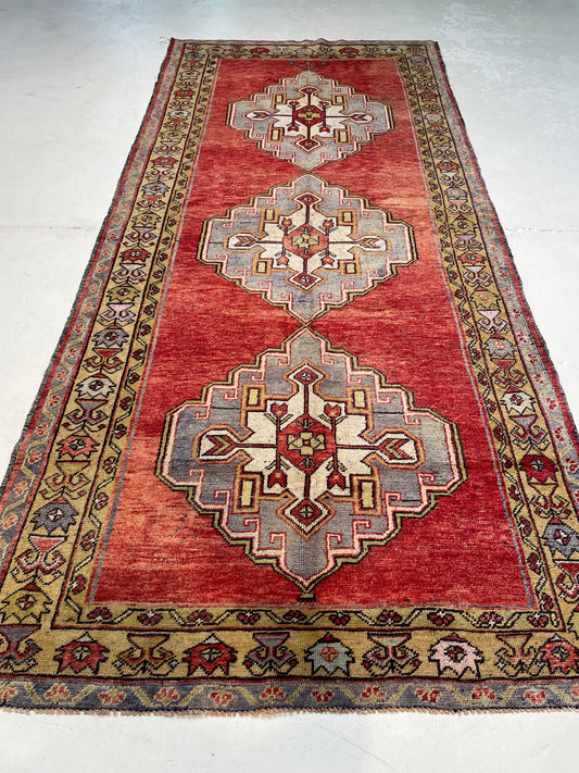 Hand-Knotted Wool Runner Turkish Oushak 5' x 11'5"