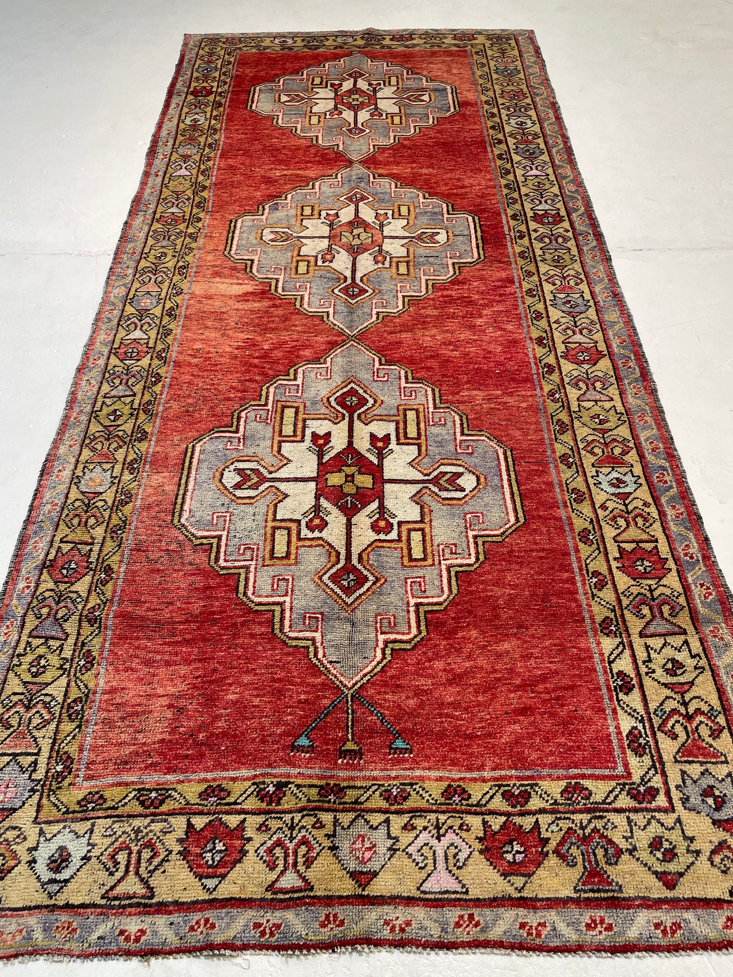 Hand-Knotted Wool Runner Turkish Oushak 5' x 11'5"