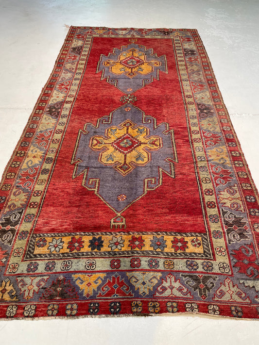 Hand-Knotted Wool Runner Turkish Oushak 5'2" x 10'7"