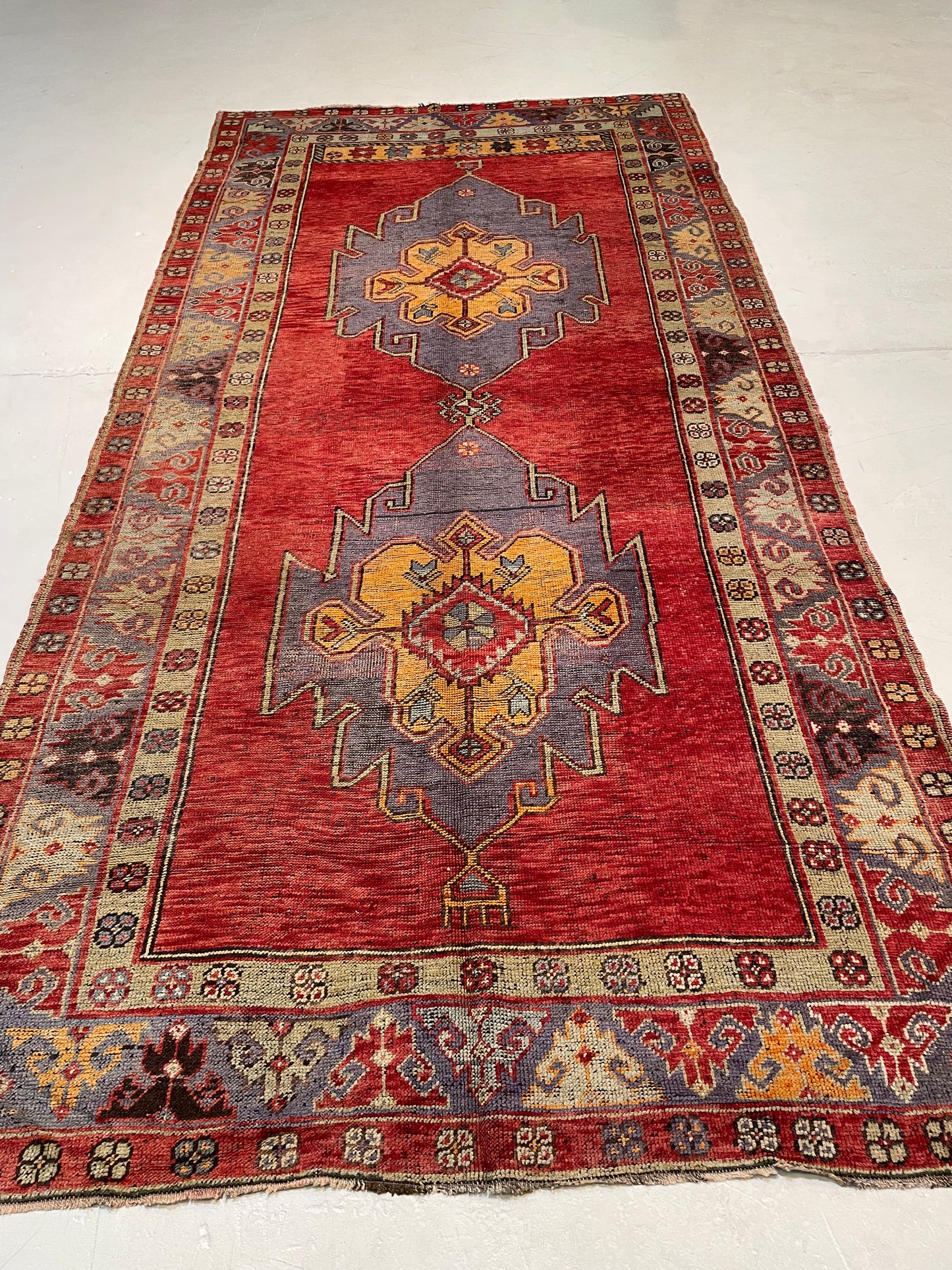 Hand-Knotted Wool Runner Turkish Oushak 5'2" x 10'7"