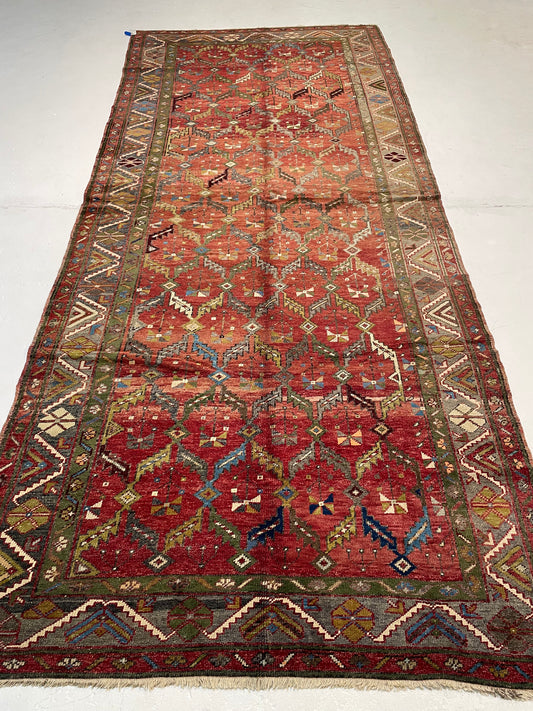 Hand-Knotted Wool Runner Turkish Oushak 4'9" x 10'11"