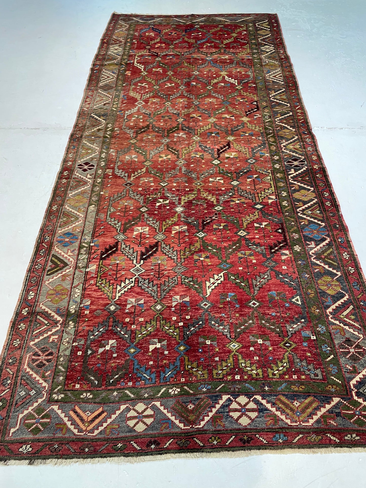 Hand-Knotted Wool Runner Turkish Oushak 4'9" x 10'11"