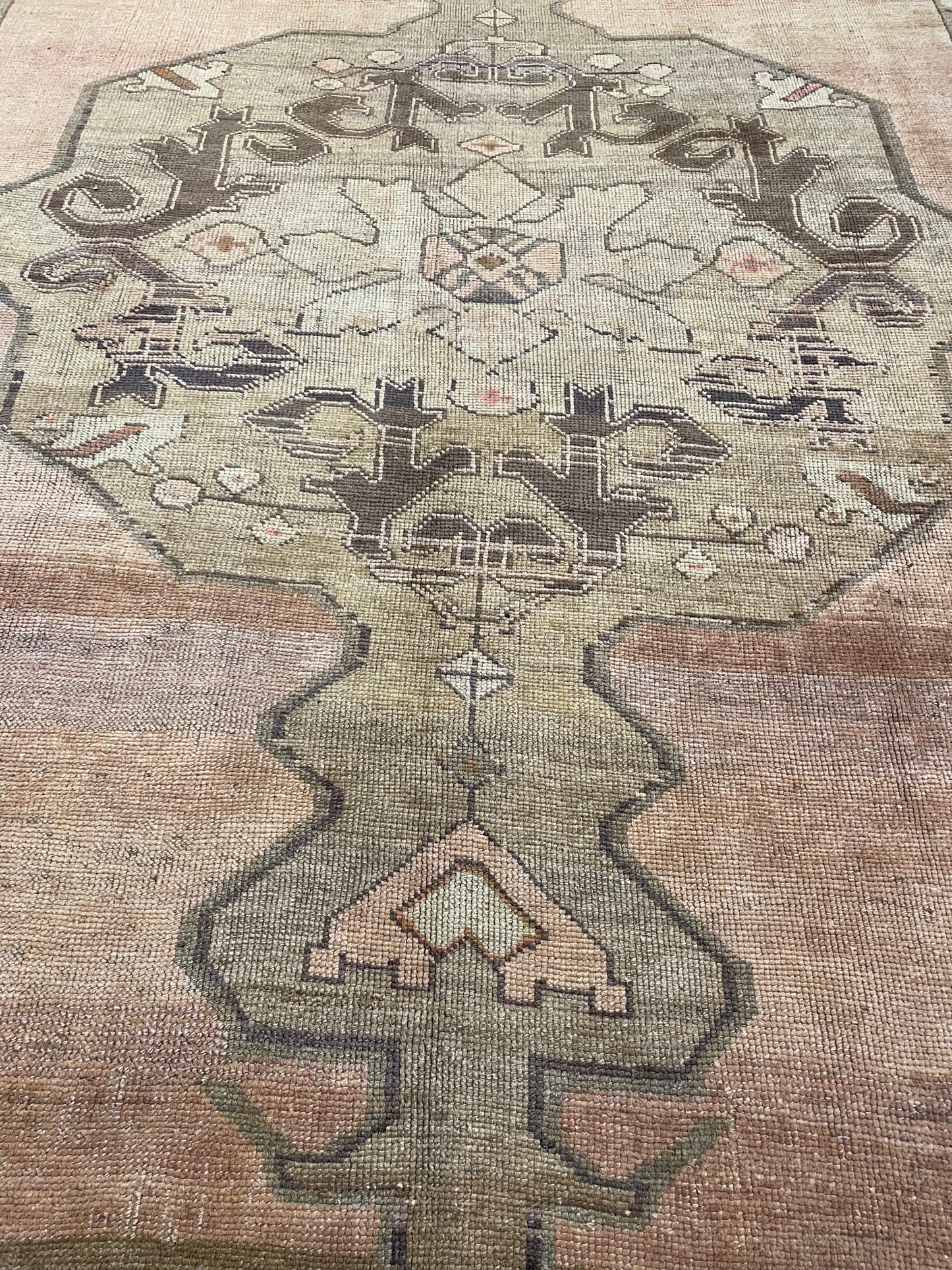 Hand-Knotted Wool Area Rug Turkish Oushak 6'2" x 10'3"