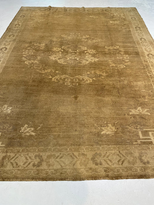 Hand-Knotted Wool Area Rug Turkish Oushak 6'5" x 8'10"