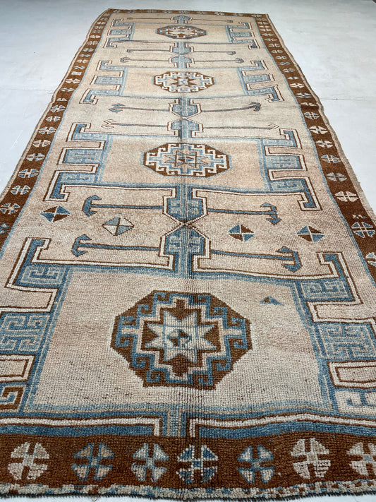 Hand-Knotted Wool Gallery Size Turkish Oushak 5'10" x 14'9"