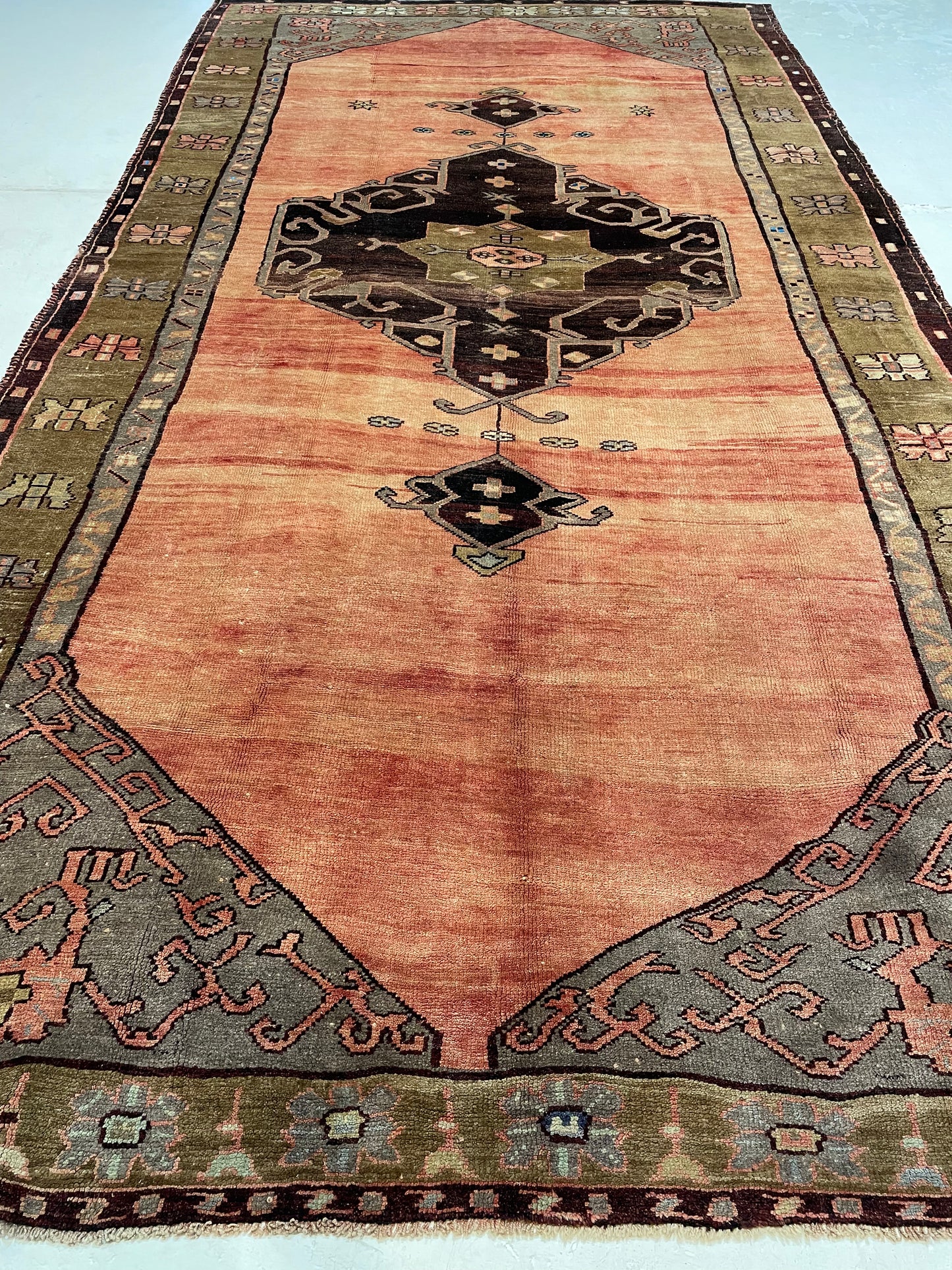 Hand-Knotted Wool Gallery Size Turkish Oushak 6'2" x 12'1"