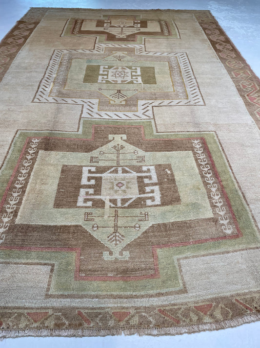 Hand-Knotted Wool Rug Turkish Oushak 7'1" x 11'4"