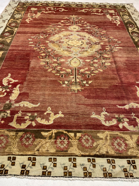 Hand-Knotted Wool Rug Turkish Oushak 9'3" x 10'6"