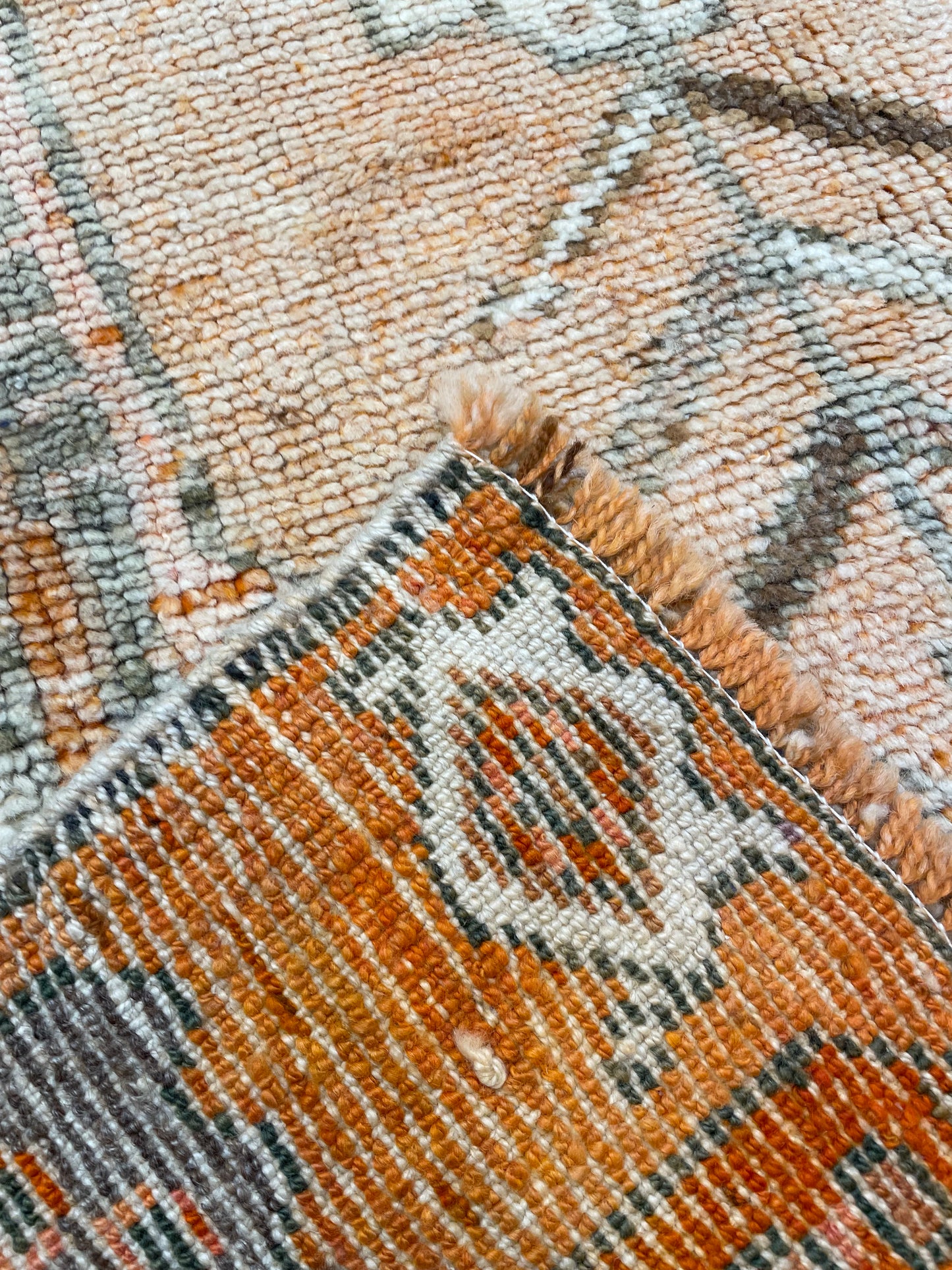 Hand-Knotted Wool Runner Turkish Oushak 3'11" x 11'11"