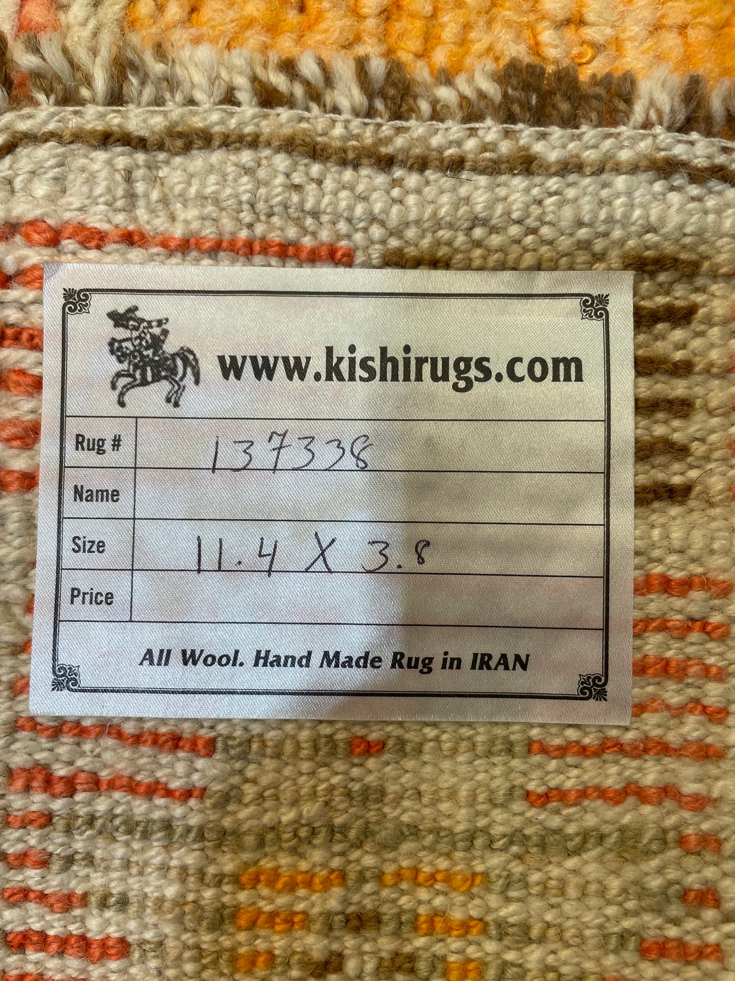 Hand-Knotted Wool Runner Turkish Oushak 3'8" x 11'4"