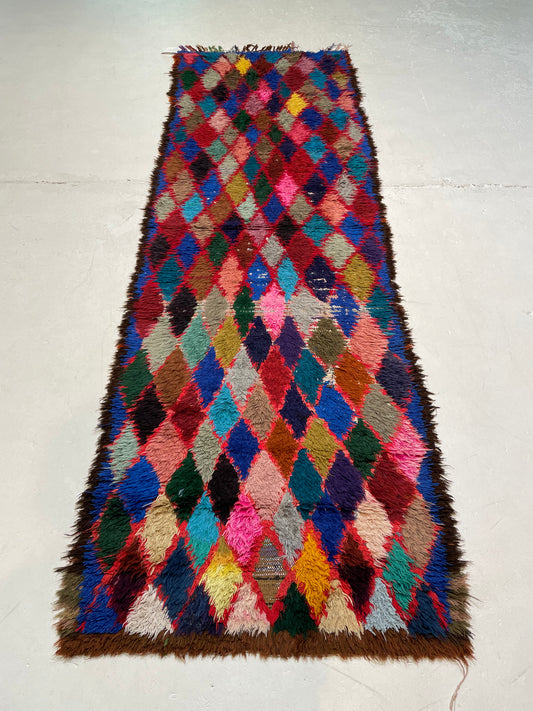 Hand-Knotted Wool Runner Moroccan 3' x 9'1"