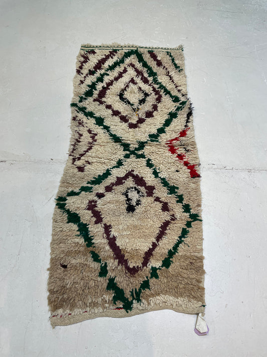 Hand-Knotted Wool Runner Moroccan 2'4" x 5'10"
