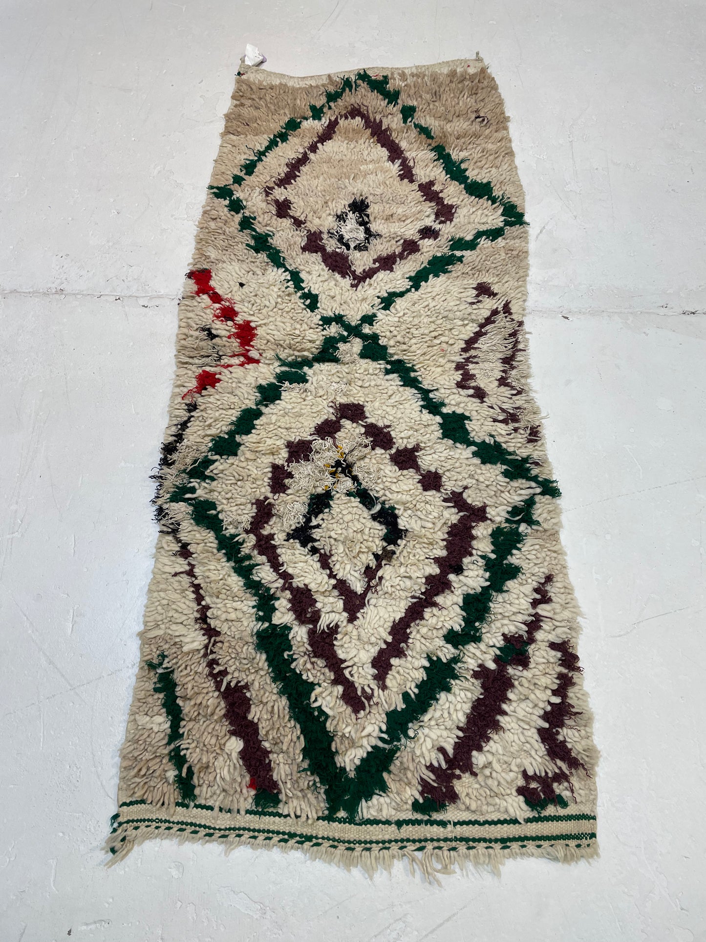 Hand-Knotted Wool Runner Moroccan 2'4" x 5'10"