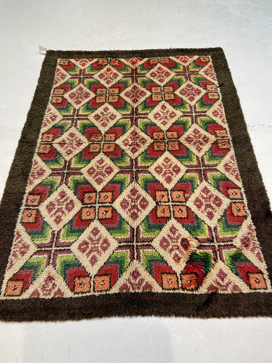 Hand-Knotted Wool Rug Turkish Oushak 4'10" x 6'7"