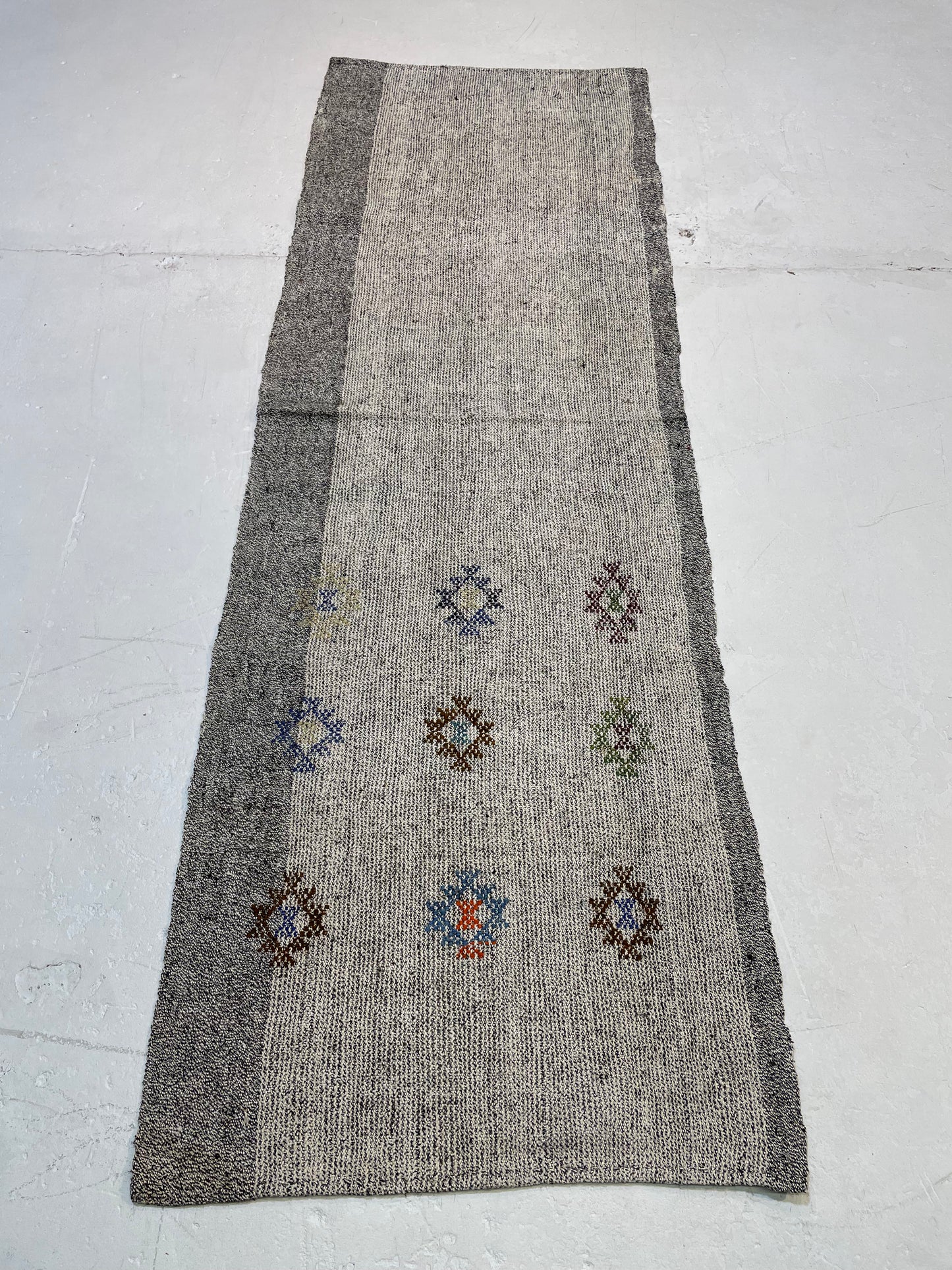 Hand-Knotted Wool Runner Turkish Oushak 2'8" x 7'10"