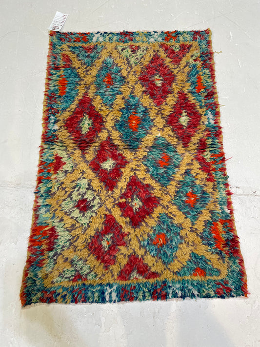Hand-Knotted Wool Rug Moroccan 2'3" x 3'6"