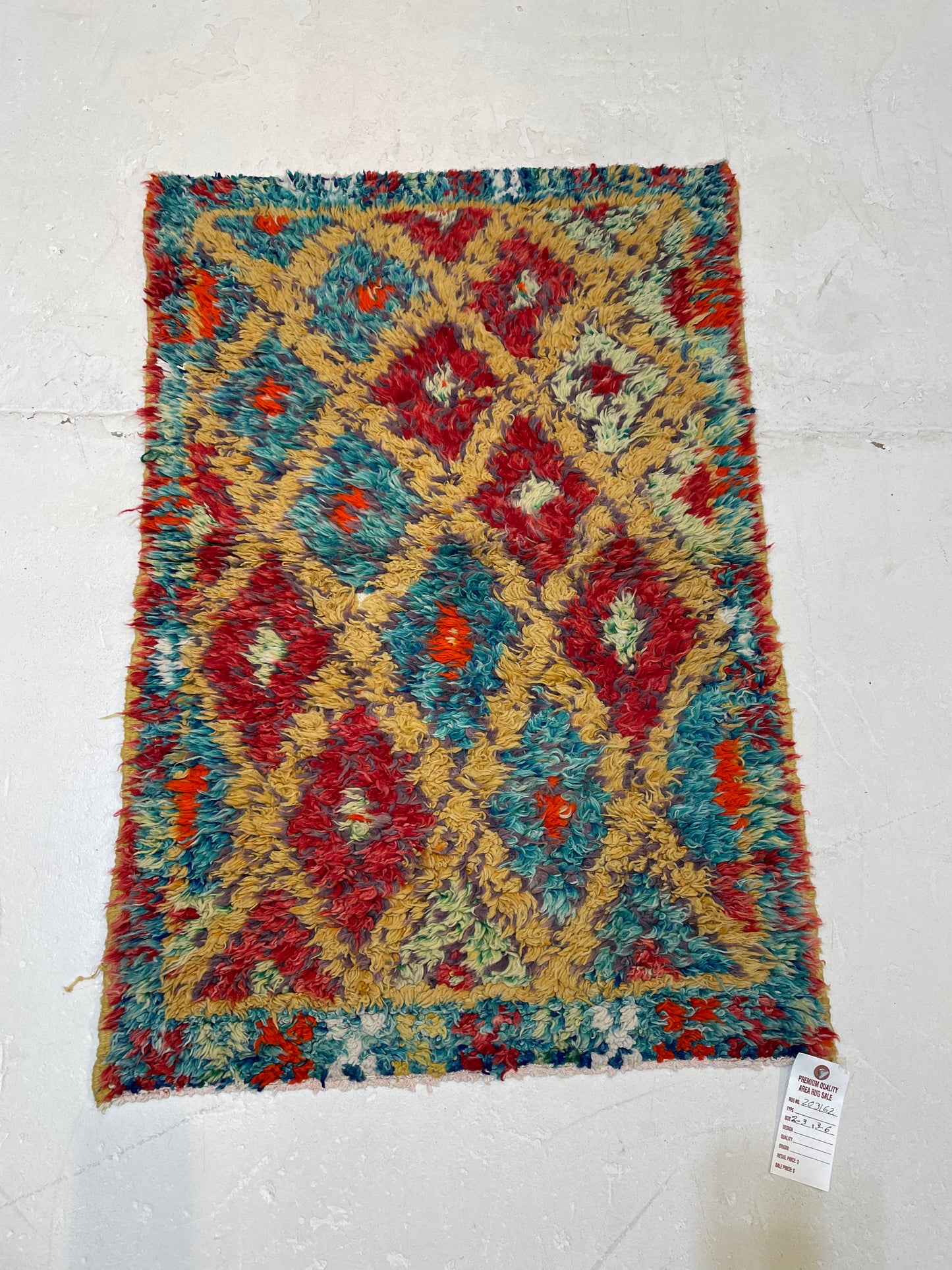 Hand-Knotted Wool Rug Moroccan 2'3" x 3'6"