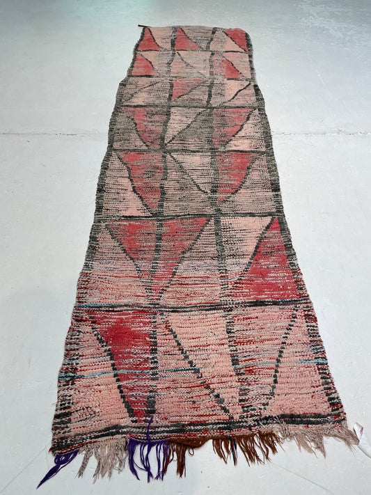 Hand-Knotted Wool Runner Moroccan 2'11" x 10'2"