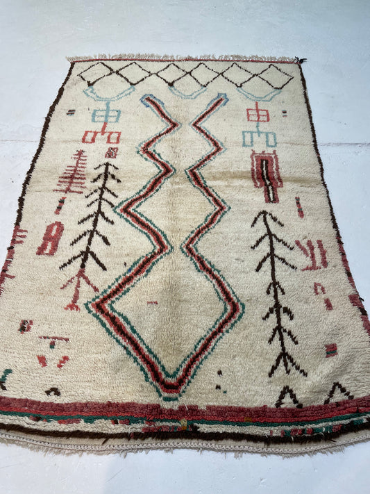 Hand-Knotted Wool Rug Moroccan 4'4" x 6'6"