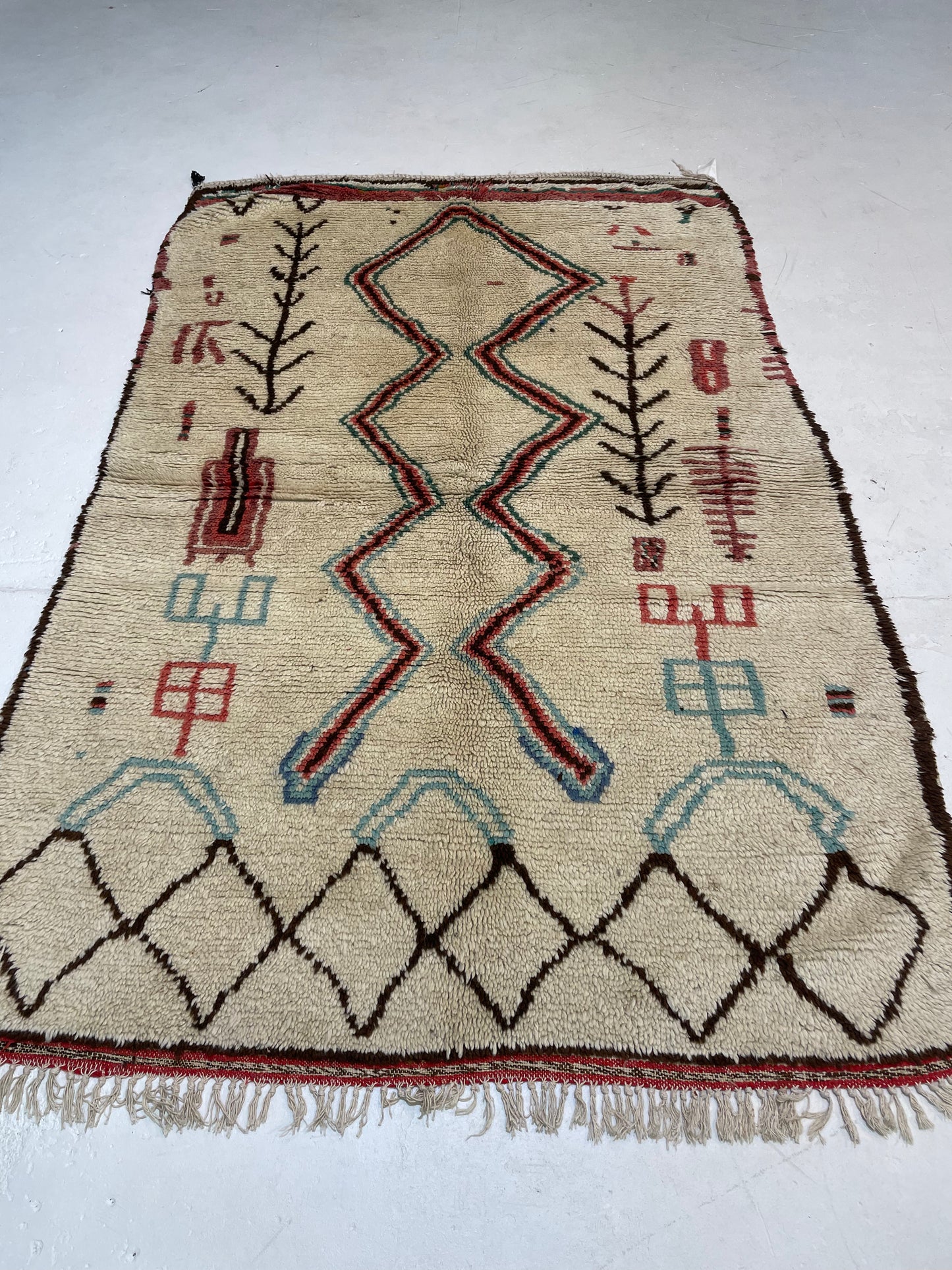 Hand-Knotted Wool Rug Moroccan 4'4" x 6'6"