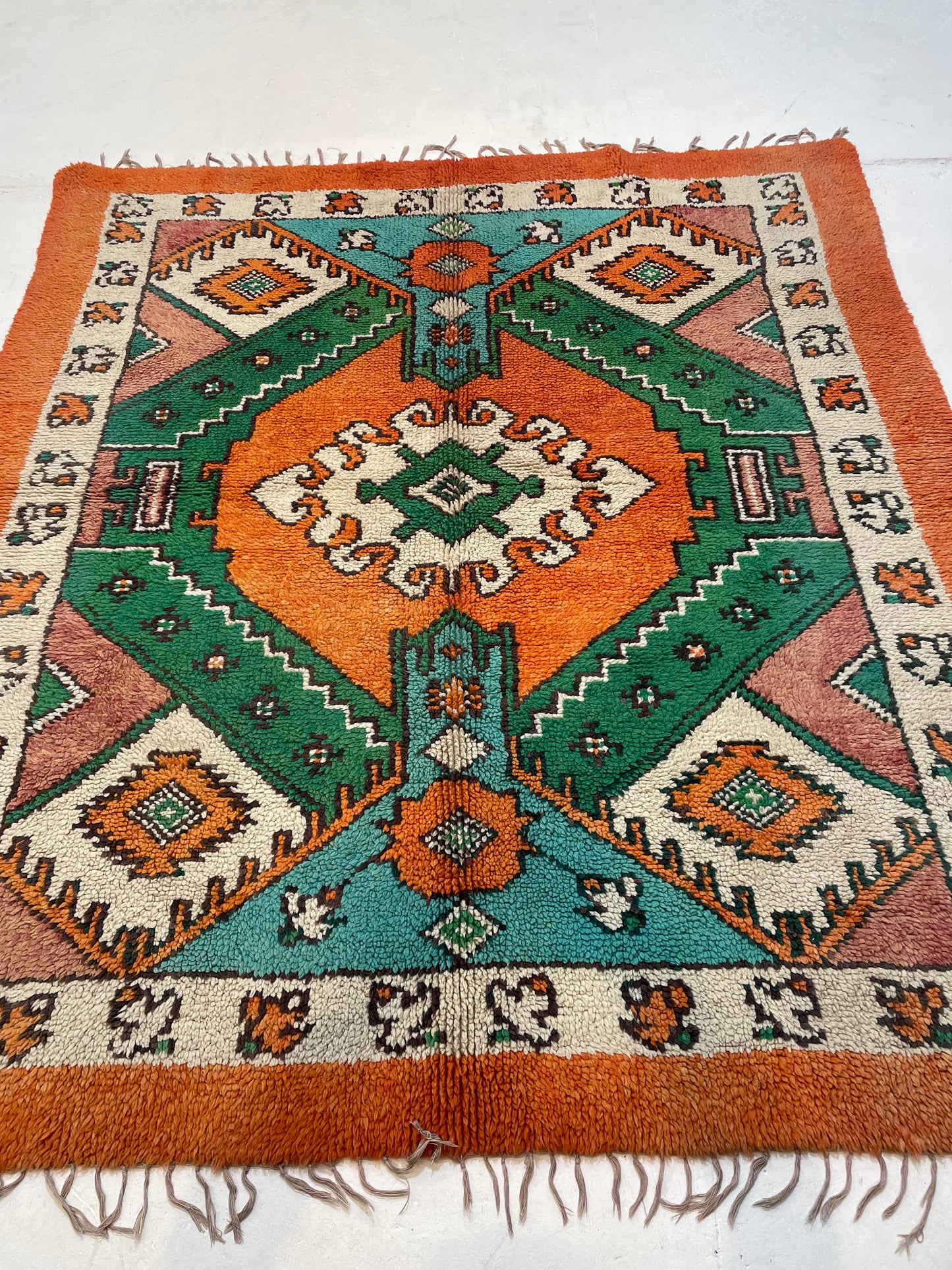 Hand-Knotted Wool Rug Moroccan 6'3" x 7'1"