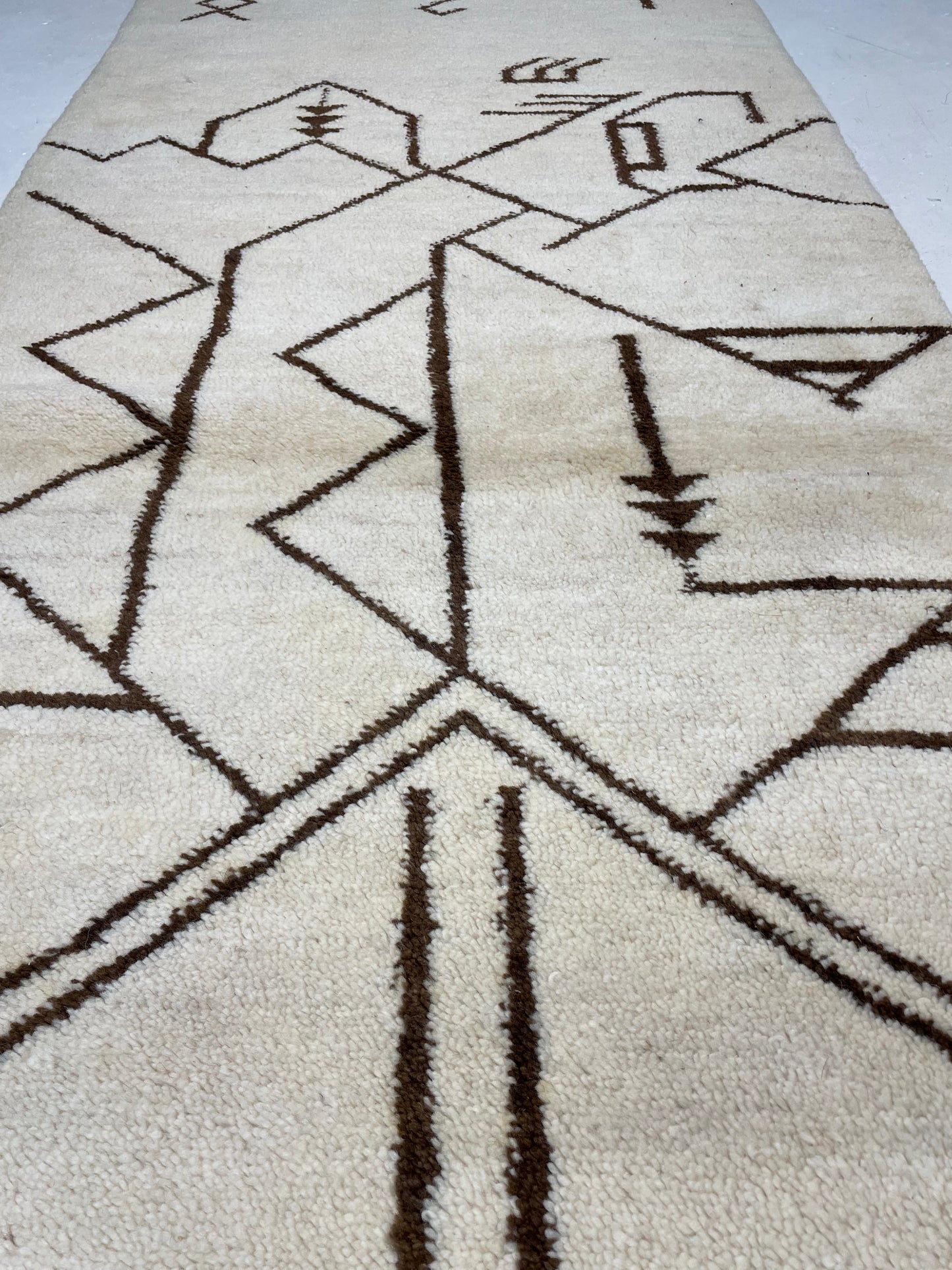 Hand-Knotted Wool Runner Moroccan 3'4" x 10'