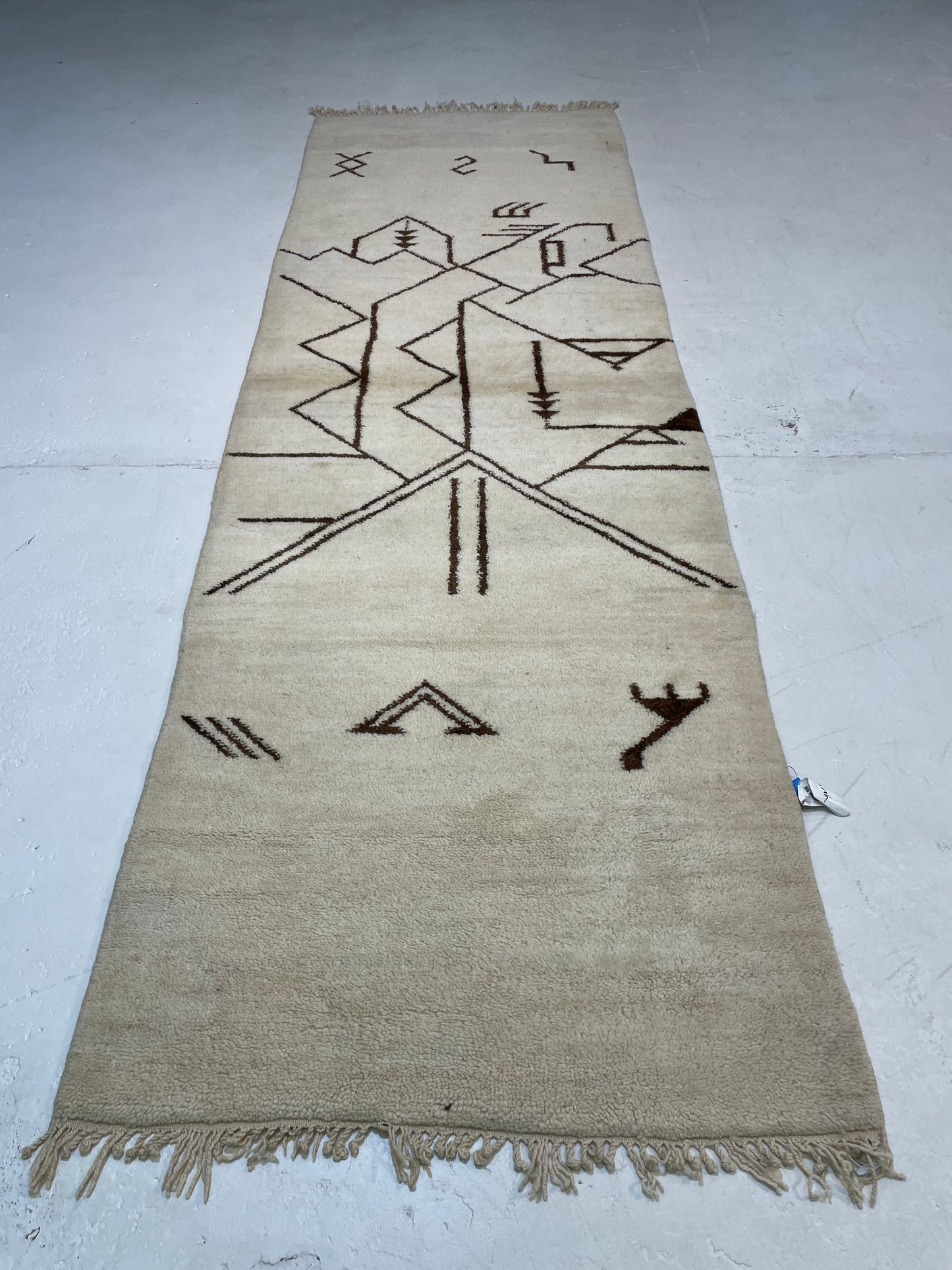 Hand-Knotted Wool Runner Moroccan 3'4" x 10'