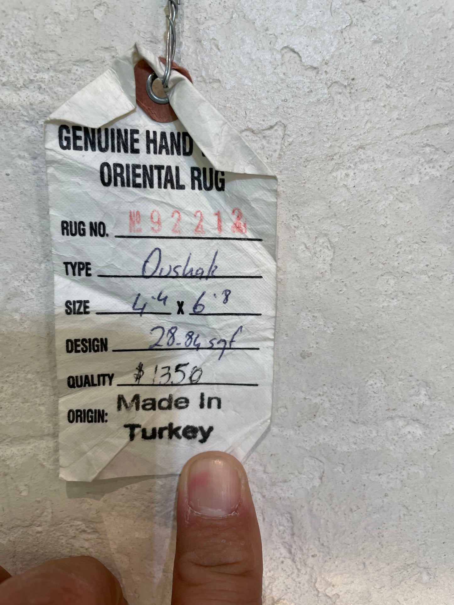 Hand-Knotted Wool Rug Turkish Oushak 4'4" x 6'8"