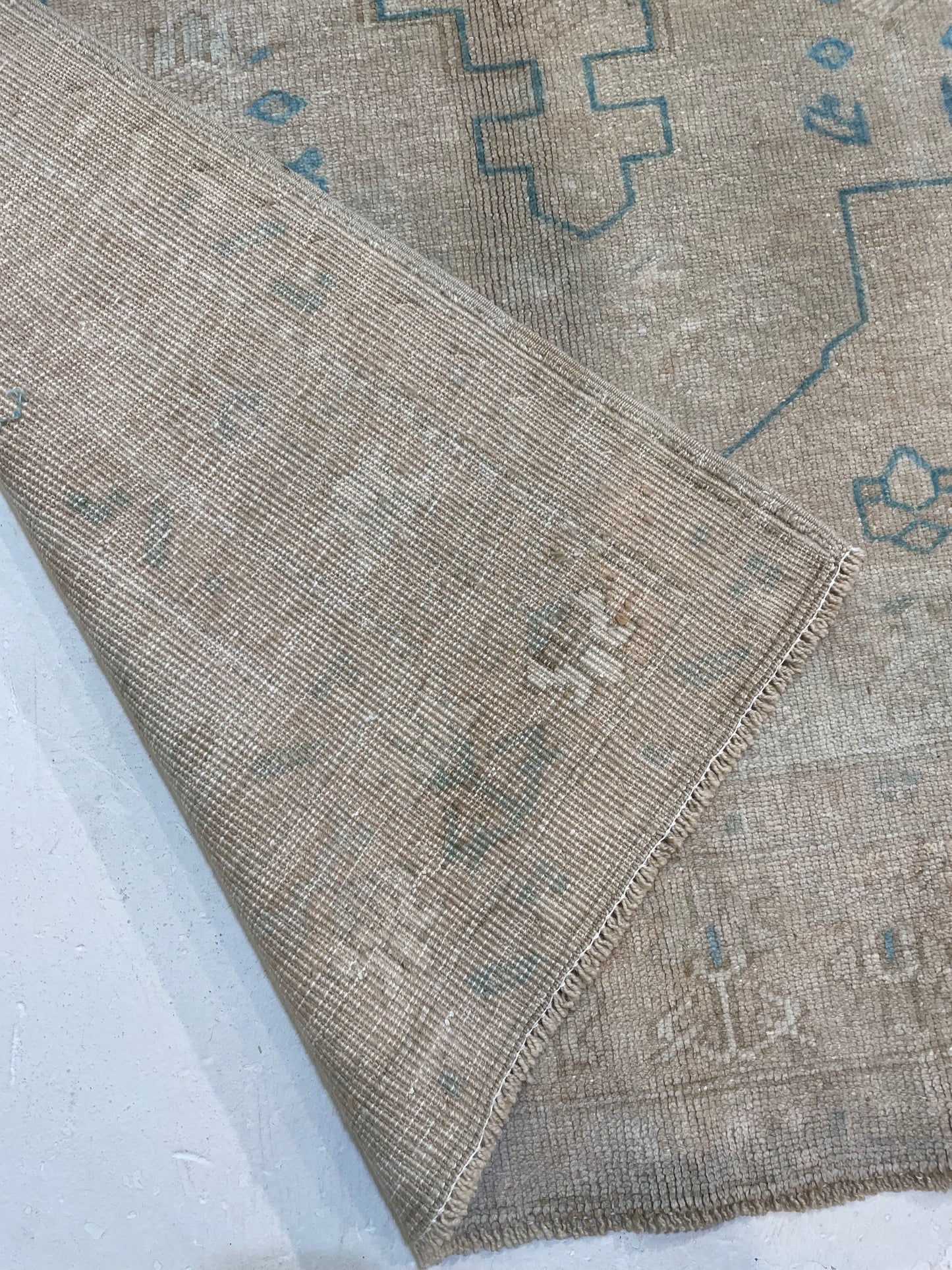 Hand-Knotted Wool Rug Turkish Oushak 3'10" x 7'