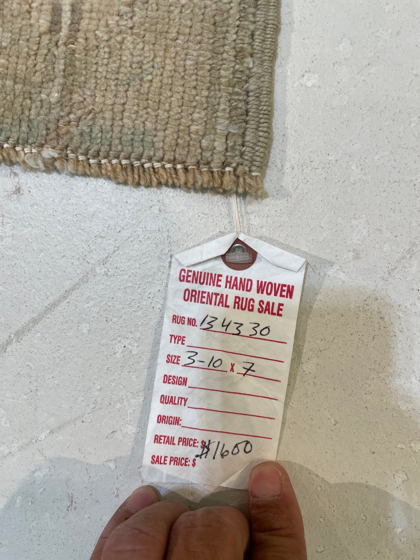 Hand-Knotted Wool Rug Turkish Oushak 3'10" x 7'