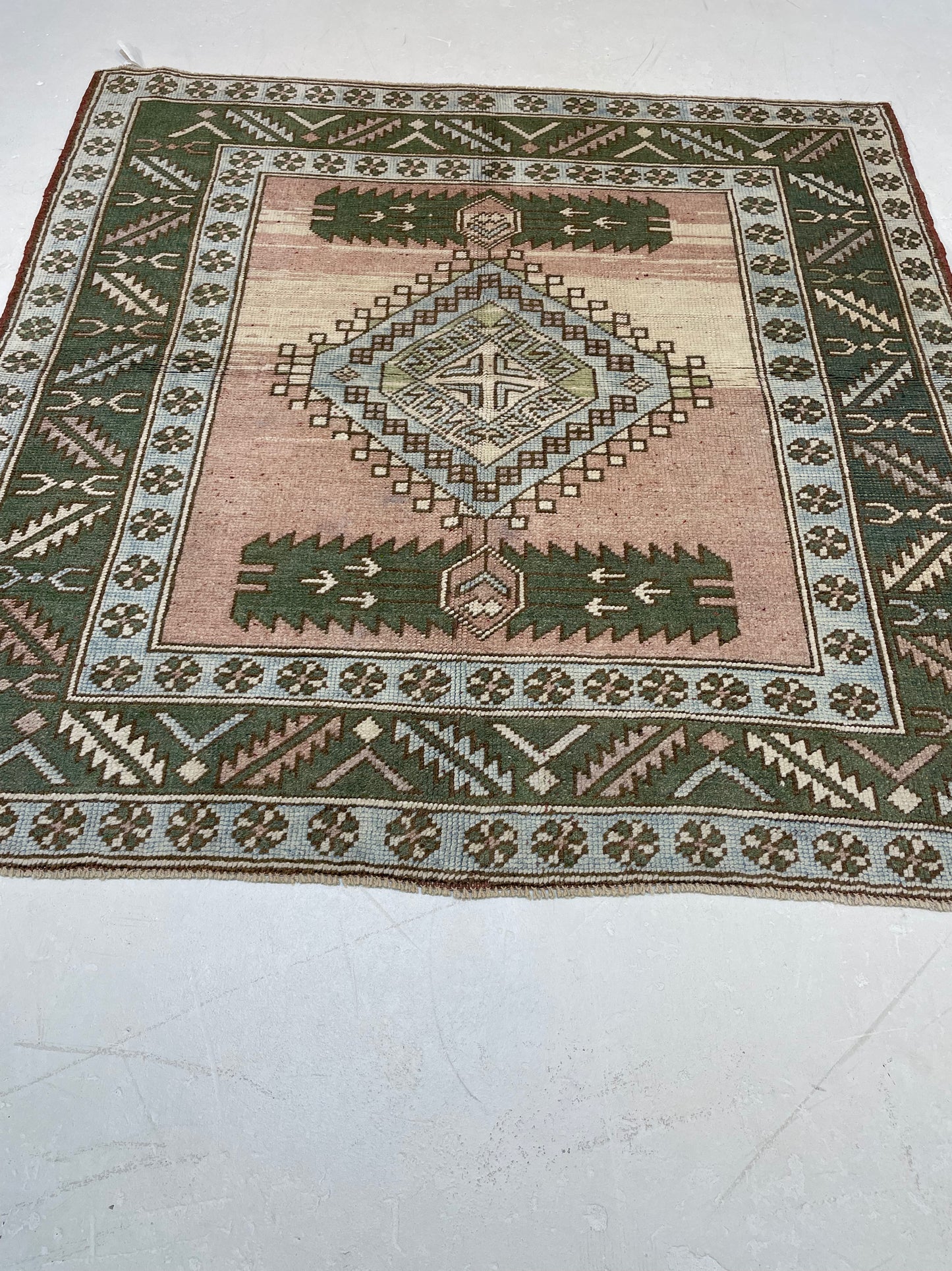 Hand-Knotted Wool Rug Turkish Oushak Square 5' x 5'1"