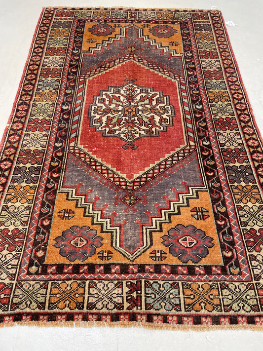 Hand-Knotted Wool Rug Turkish Oushak 3'8" x 6'