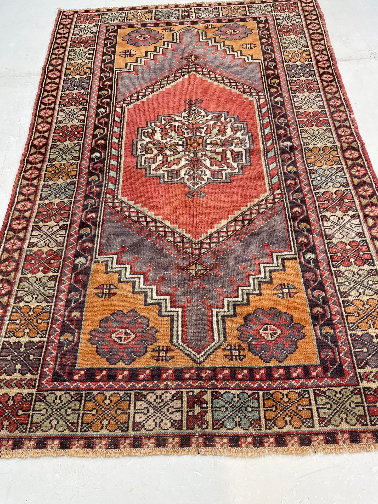 Hand-Knotted Wool Rug Turkish Oushak 3'8" x 6'