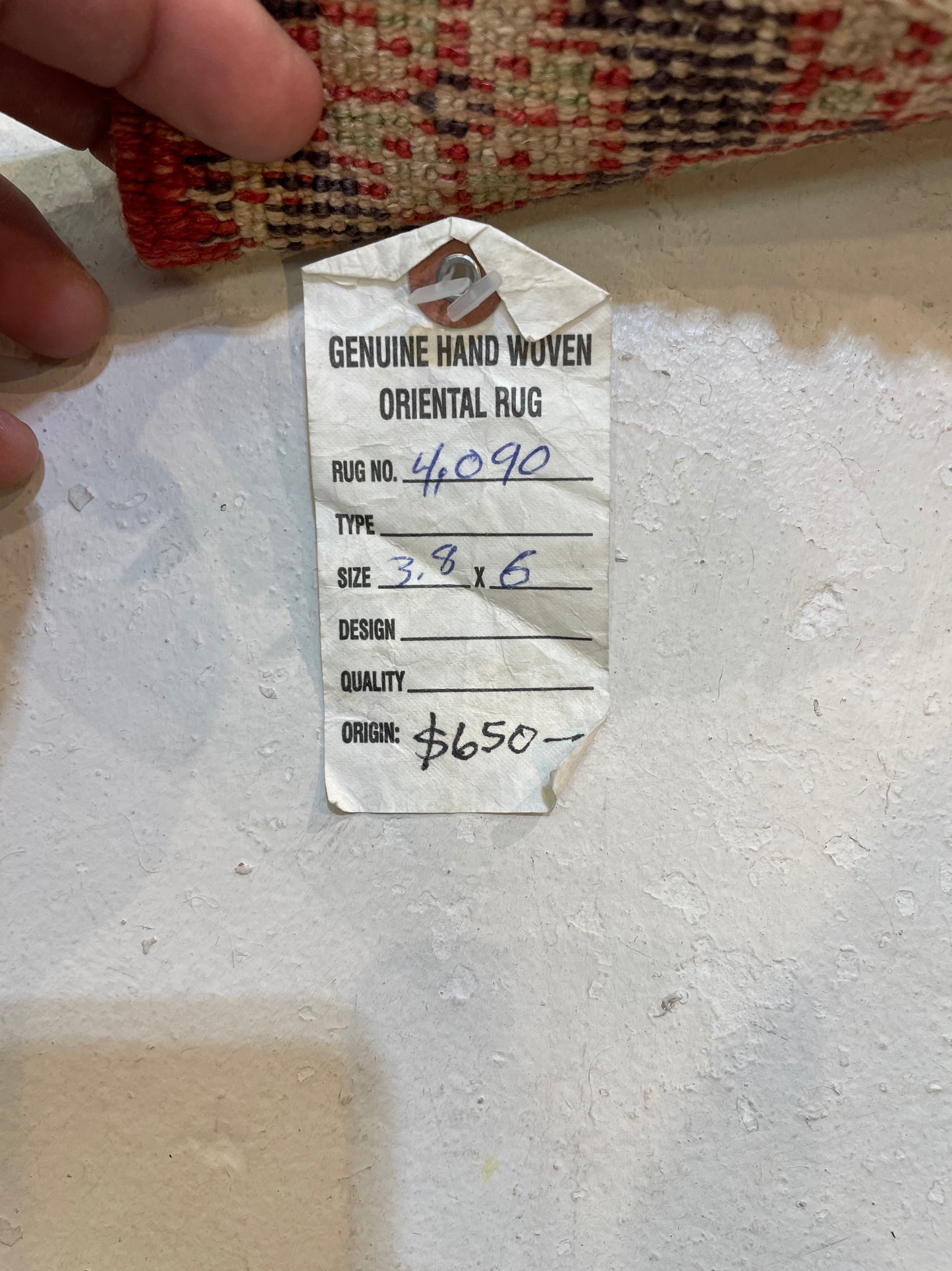 Hand-Knotted Wool Rug Turkish Oushak 3'8" x 6'