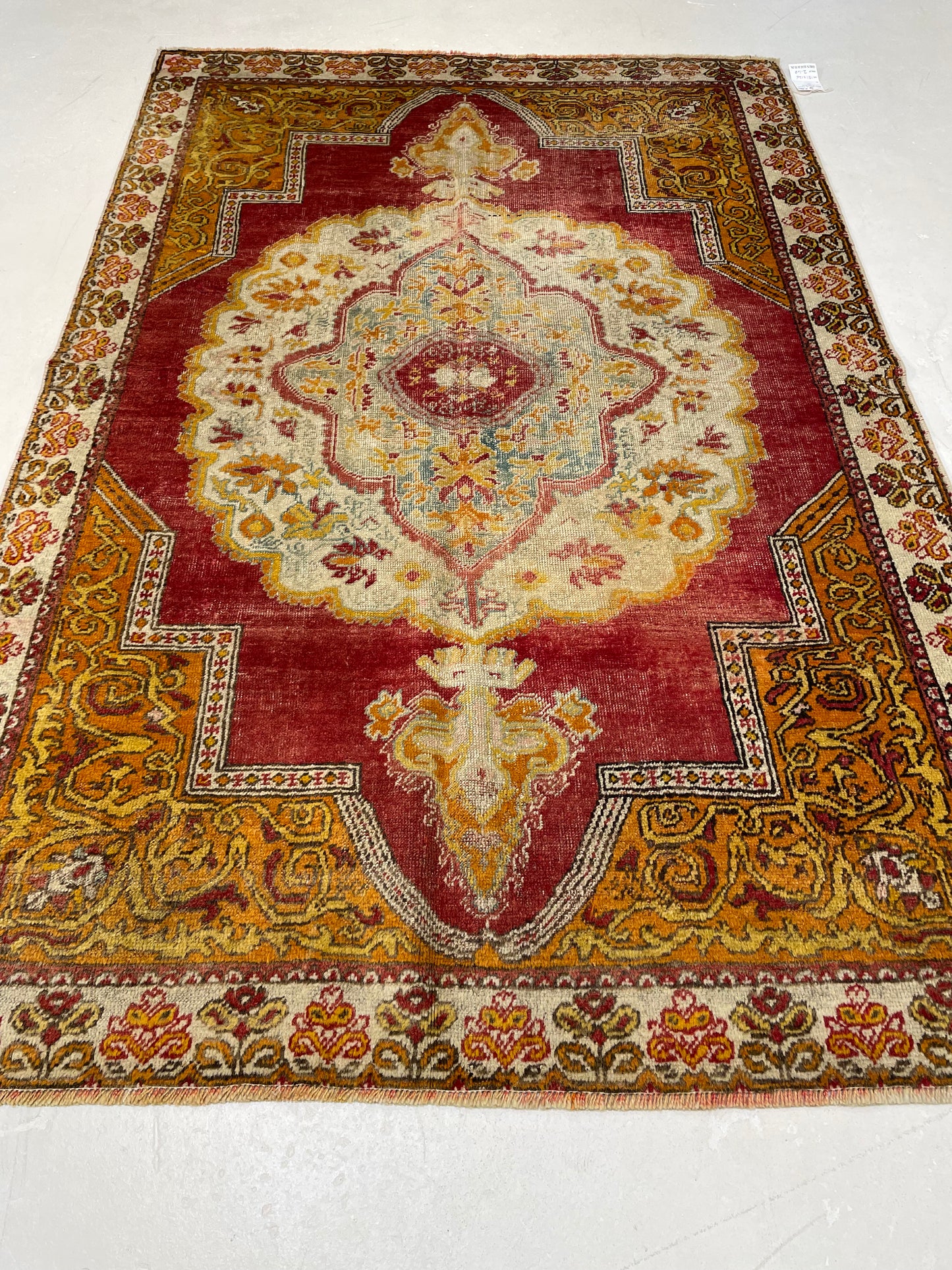 Hand-Knotted Wool Rug Turkish Oushak 4'1" x 6'3"