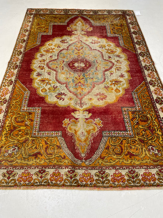 Hand-Knotted Wool Rug Turkish Oushak 4'1" x 6'3"