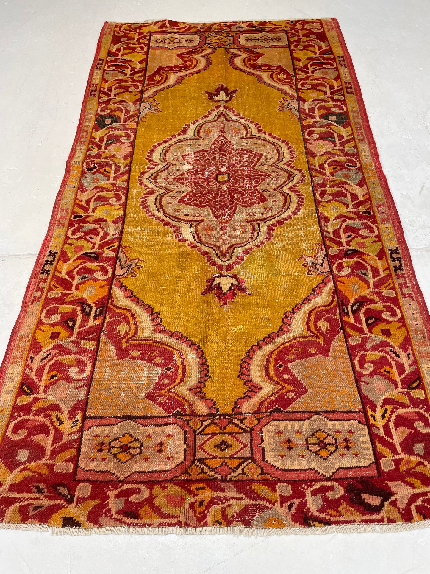 Hand-Knotted Wool Rug Turkish Oushak 3'2" x 6'