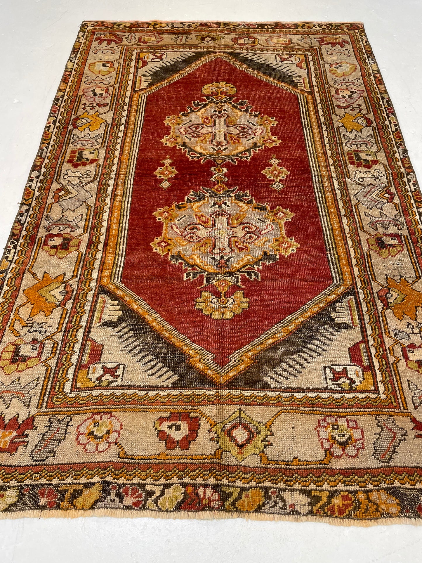 Hand-Knotted Wool Rug Turkish Oushak 3'10" x 5'9"