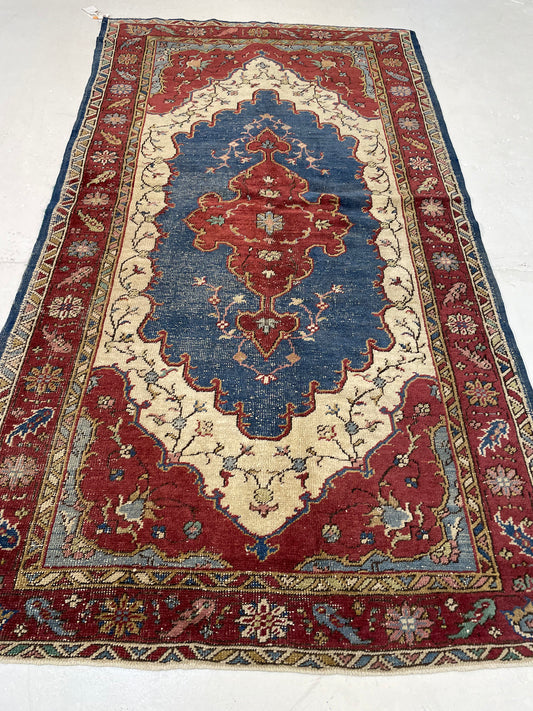 Hand-Knotted Wool Gallery Size Turkish Oushak 3'9" x 6'11"