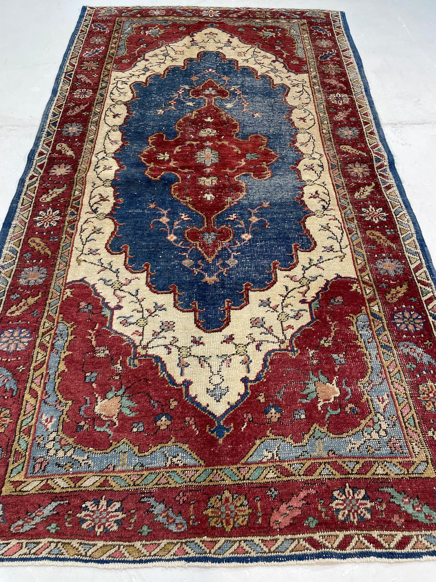 Hand-Knotted Wool Gallery Size Turkish Oushak 3'9" x 6'11"