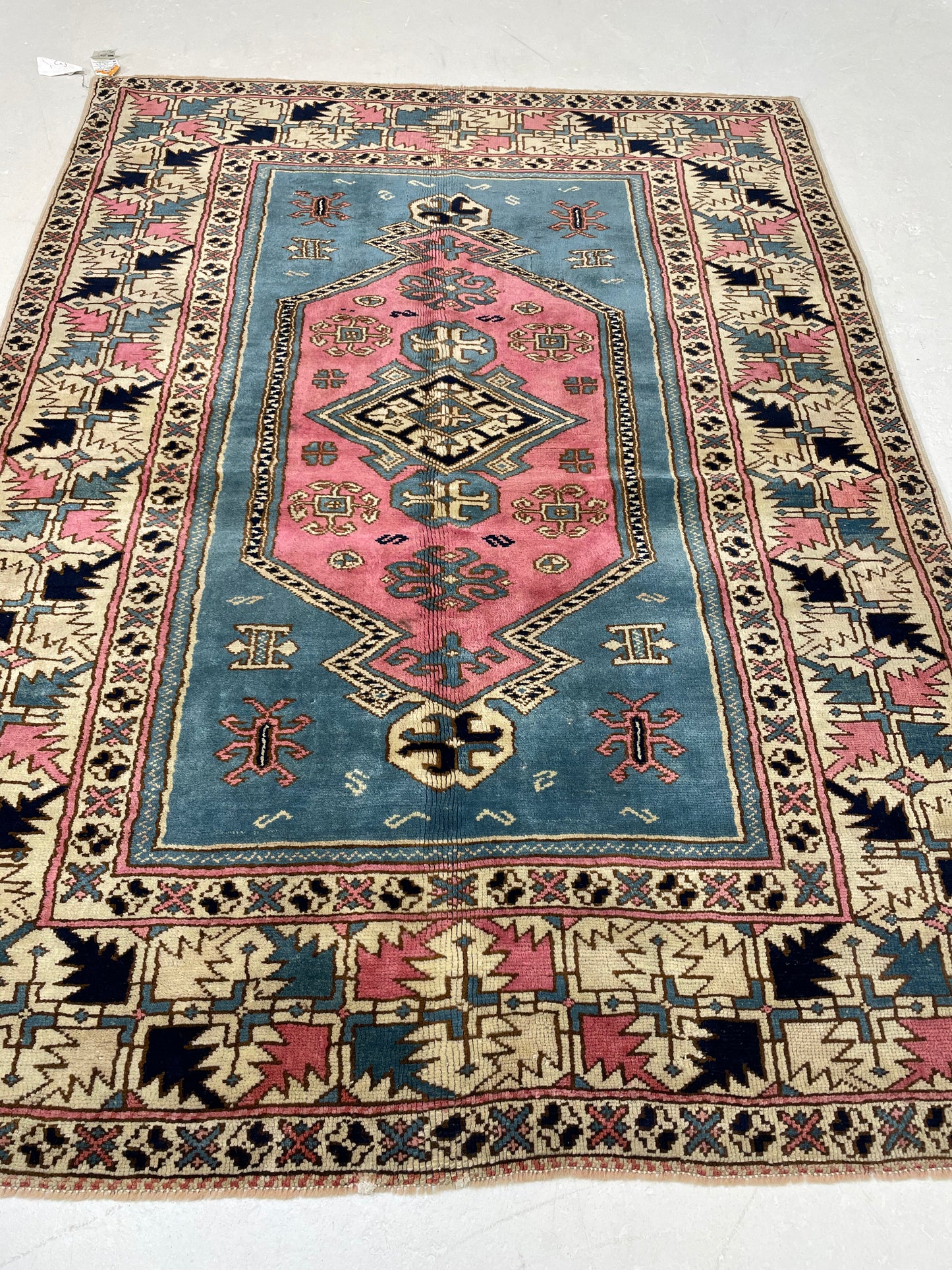 Hand-Knotted Wool Rug Turkish Oushak 4'3" x 5'9"