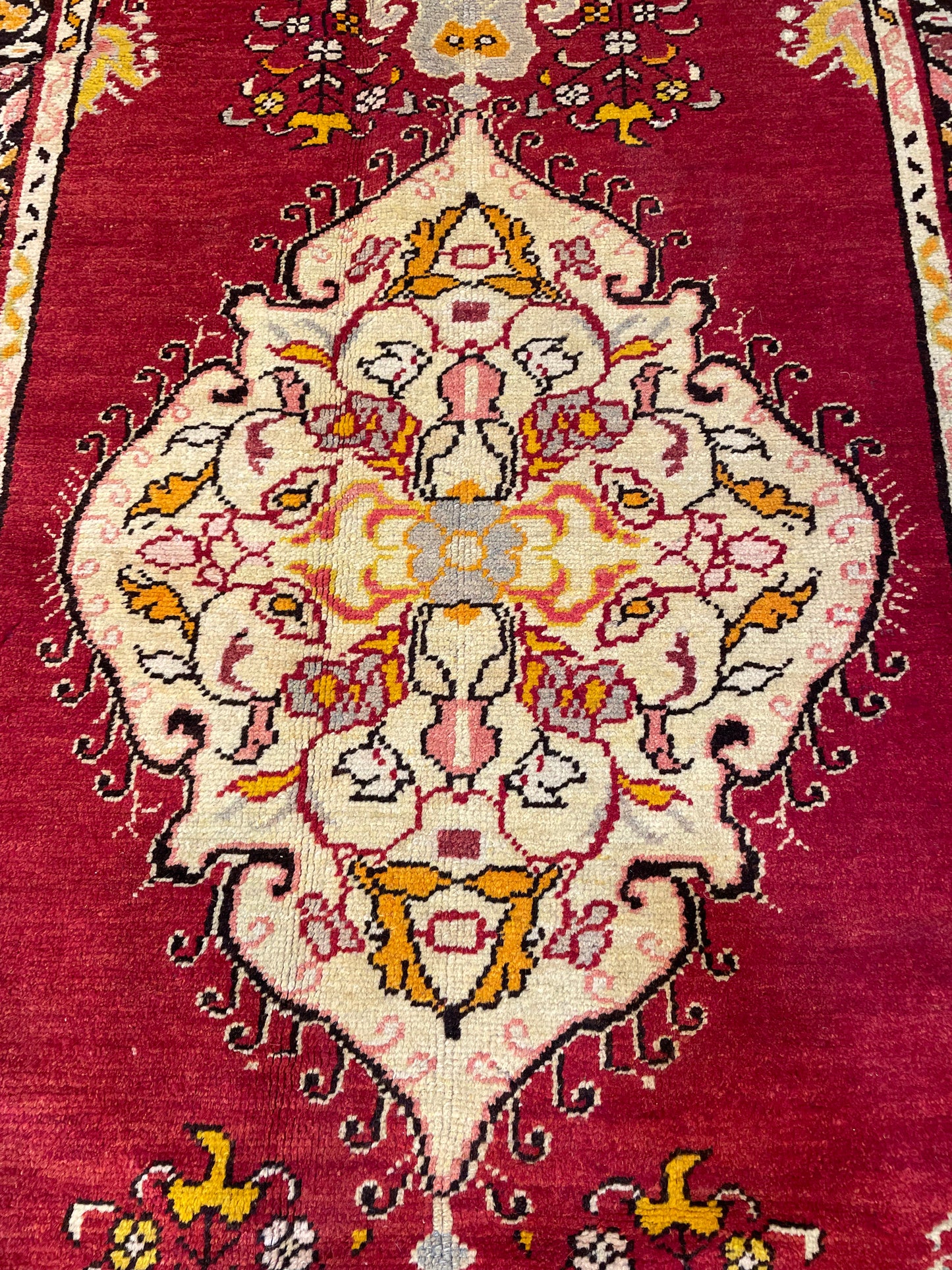 Hand-Knotted Wool Runner Turkish Oushak 3'1" x 6'6"