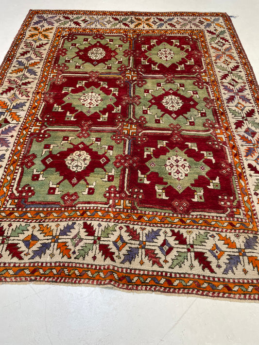 Hand-Knotted Wool Rug Turkish Oushak 5'3" x 6'9"