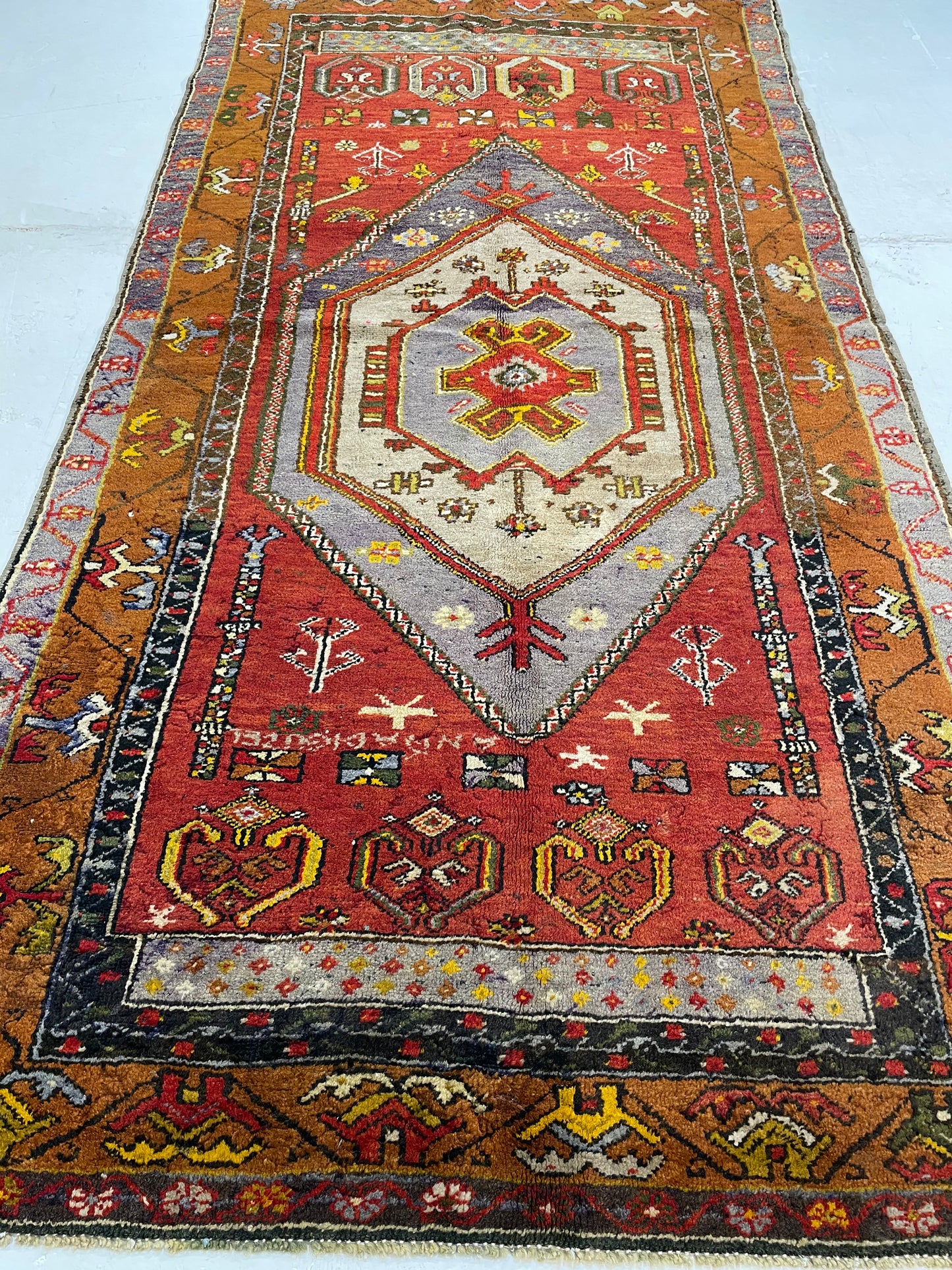 Hand-Knotted Wool Rug Turkish Oushak 3'8" x 7'3"