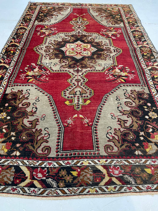 Hand-Knotted Wool Rug Turkish Oushak 4'7" x 7'6"