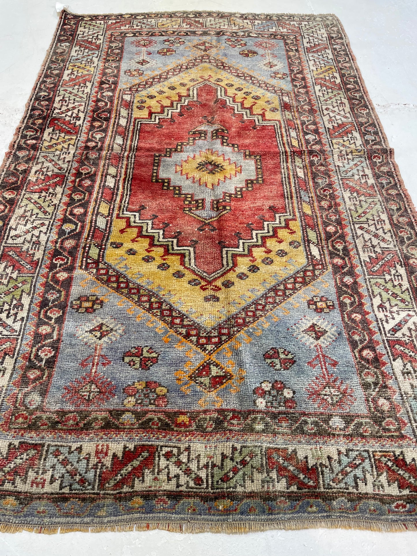 Hand-Knotted Wool Rug Turkish Oushak 3'7" x 5'9"